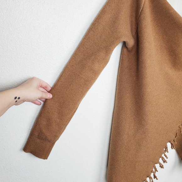 Oliver Boho Fringe Drape Cardigan Jacket Tan/Ivory - Picture 6 of 11